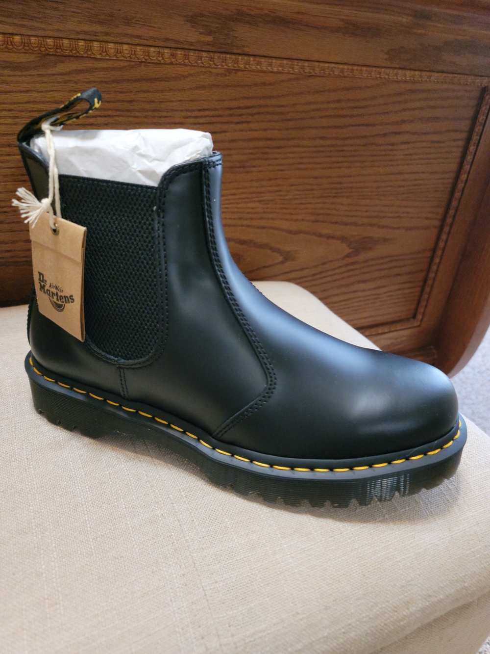 Dr. Martens Black Chelsea Boot with Yellow Stitching